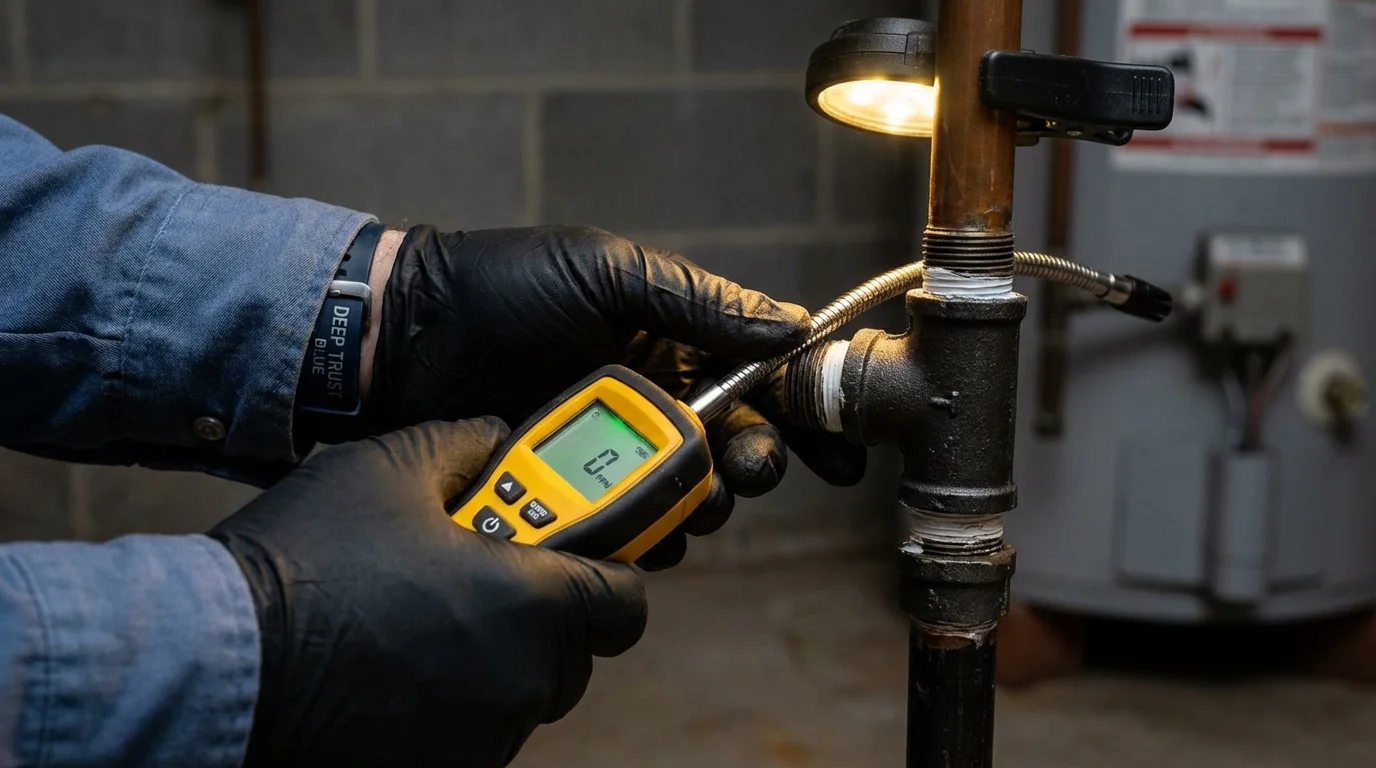 Gas leak detection with electronic sniffer by Johns Plumbing LLC in Wyoming